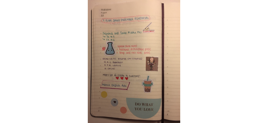 matrix education photo of Chloe's planner as part of High School Hacks Chloe's Planner Secrets for Year 11 Students