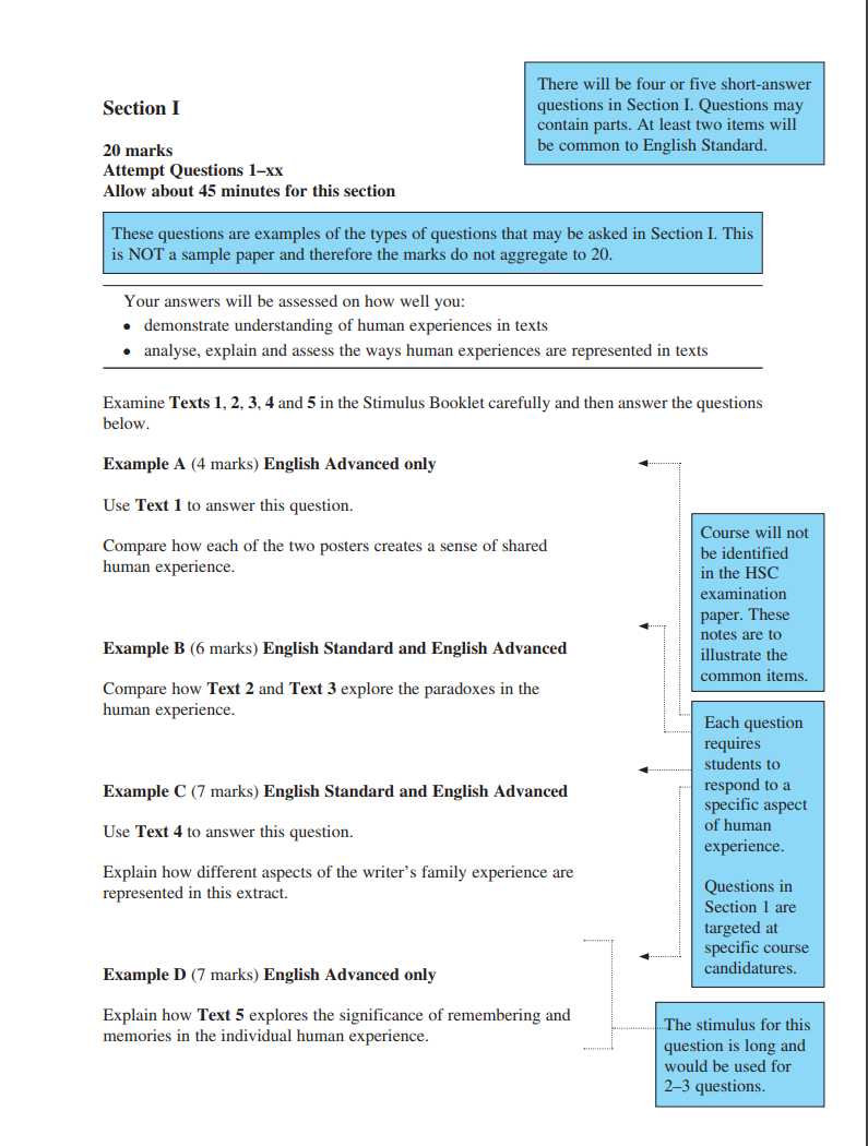 short answer questions hsc english standard