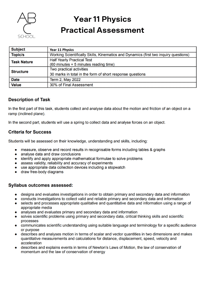 Year-11-High-School-Survival-Guide-Sample-Y11-science-assessment