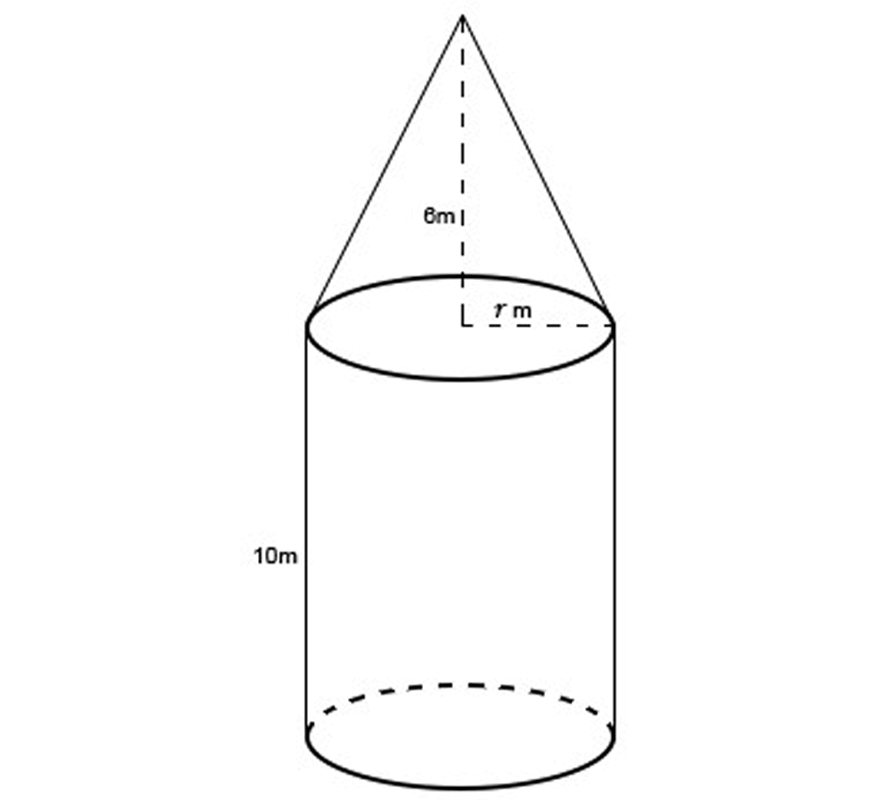 guide-maths-y-9-Volume-question-10-cylinder-connect-cone