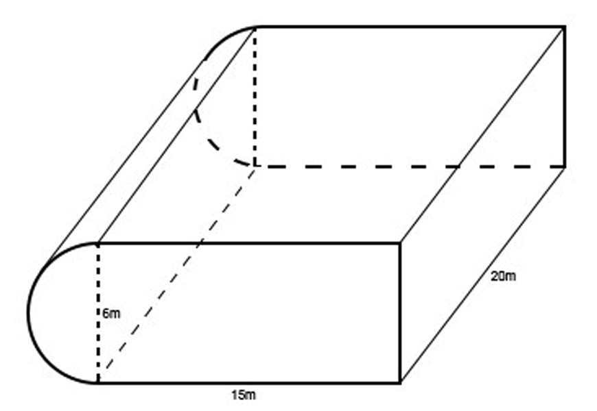 guide-maths-y-9-Volume-question-2-rectangulr-prism-connected-semi-circle-prism-black-outline-on-white