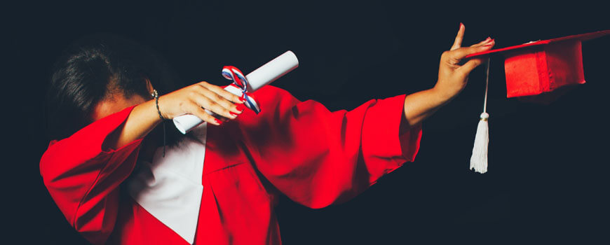 image of a graduate dabbing how-to-write-a-year-6-creative-in-8-steps