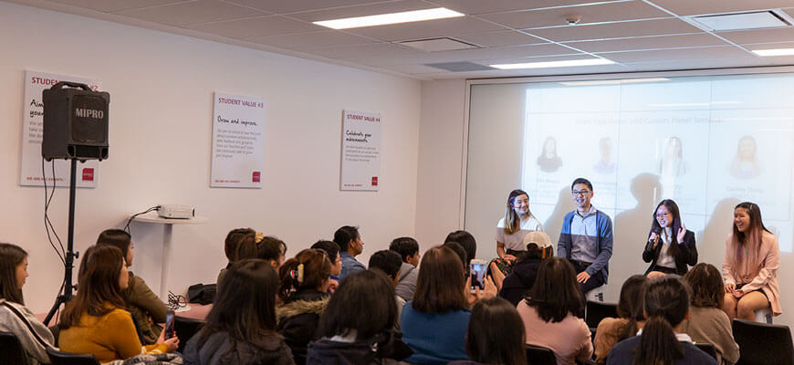 work experience panel with crowd