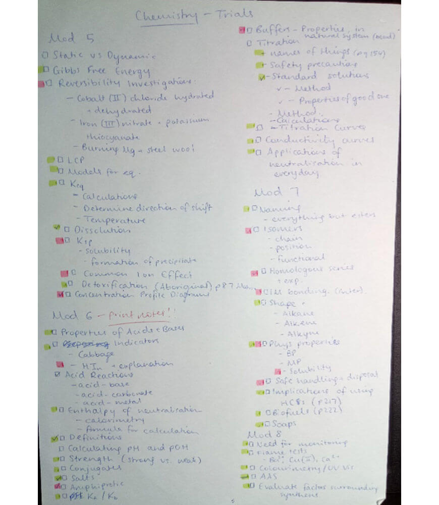 matrix education success-secrets-cecilia-chenh-ace-hsc-chemistry-by-targeting-your-weak-spots-colour-code-dotpoints 