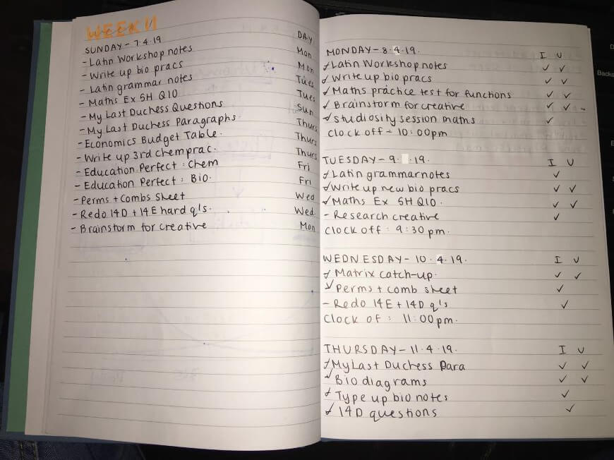 image of muskaan's journal showing how i use journals to stay ahead