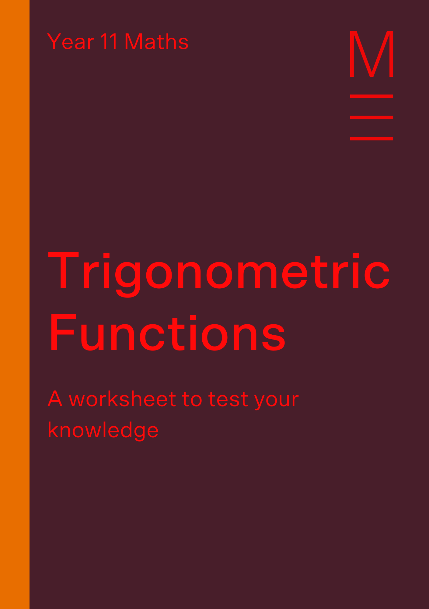 Maths Y11 Trigonometric Functions Cover