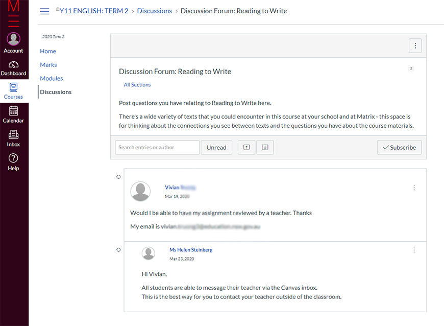 how-to-study-english-online-with-matrix+-discussion-board