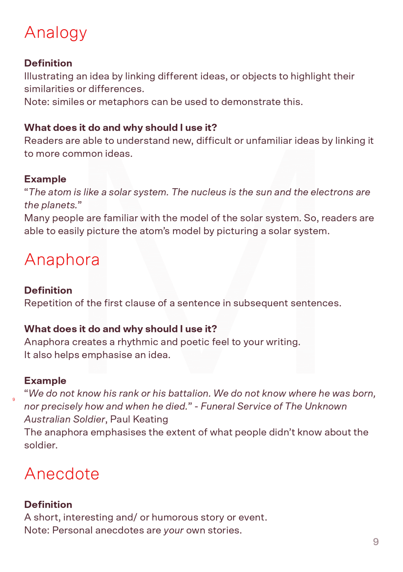 Sample page of Discursive writing cheatsheet