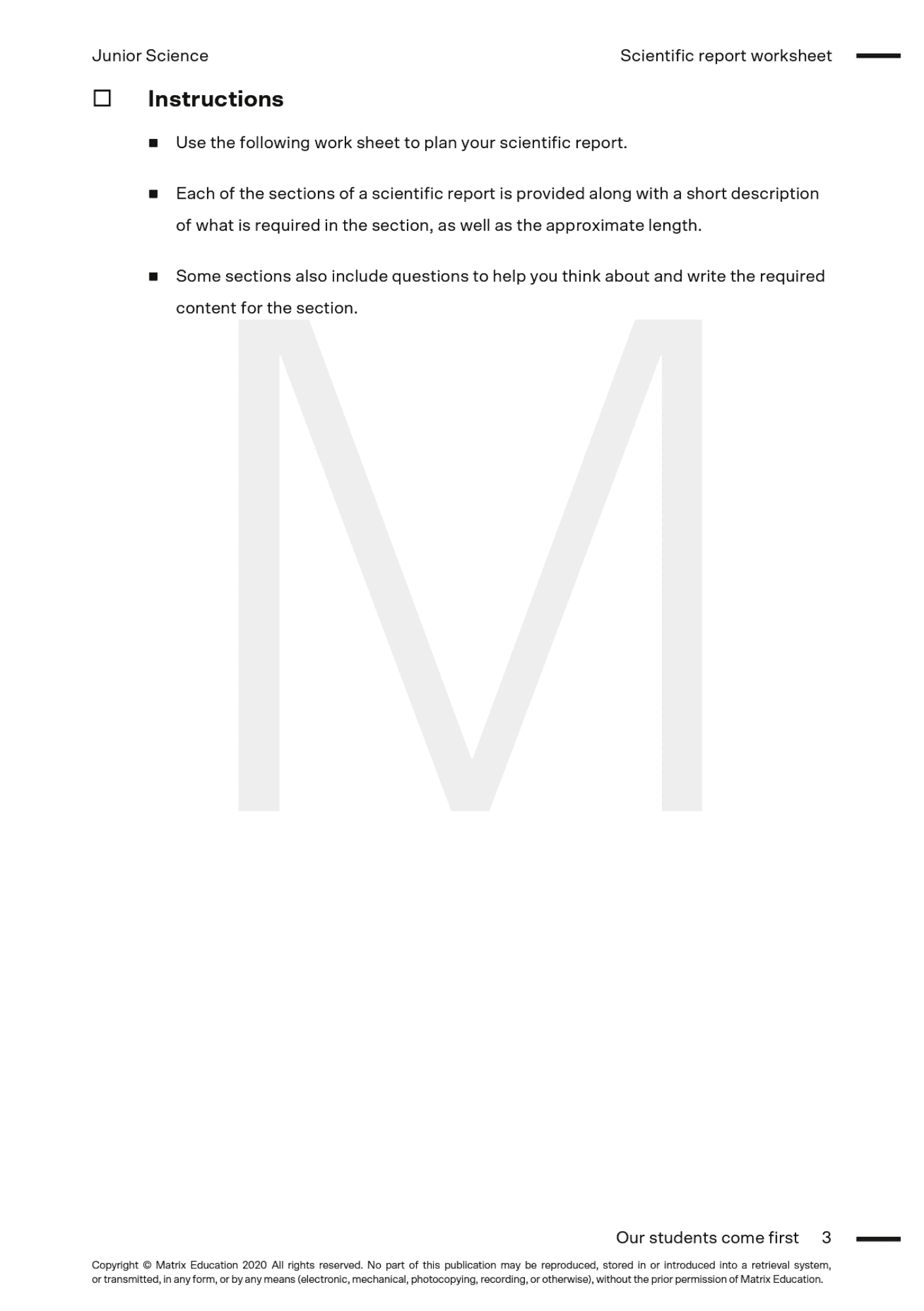 Sample page of Scientific Report Template