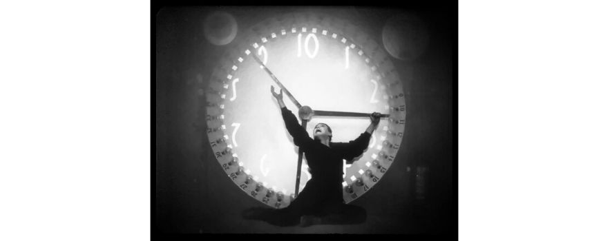 film symbolism of Freder working against the clock in Metropolis