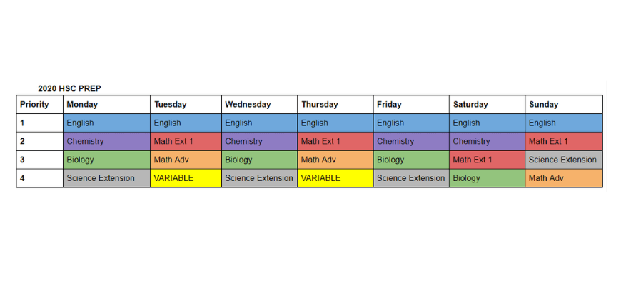 eric's timetable