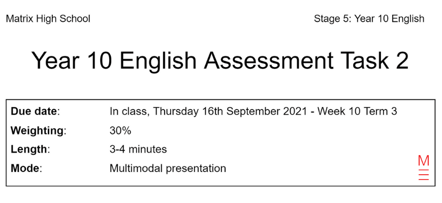 year 9 and 10 how to read your assessment notifications - english assessment notification key information section