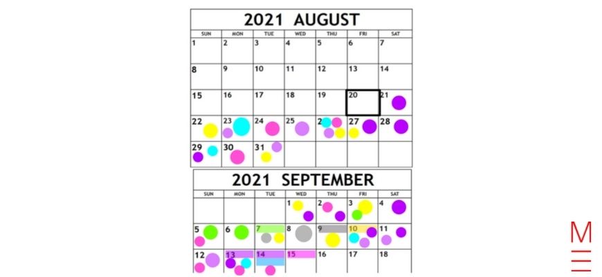 study calendar for two months with date dots Elvera's Hacks: How I Achieved 100% In My Chemistry And Physics Prelims My study timetable