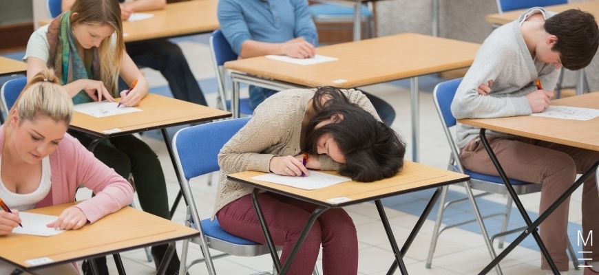How Sleep Will Boost Your HSC Not a Matrix student as she's asleep on her desk