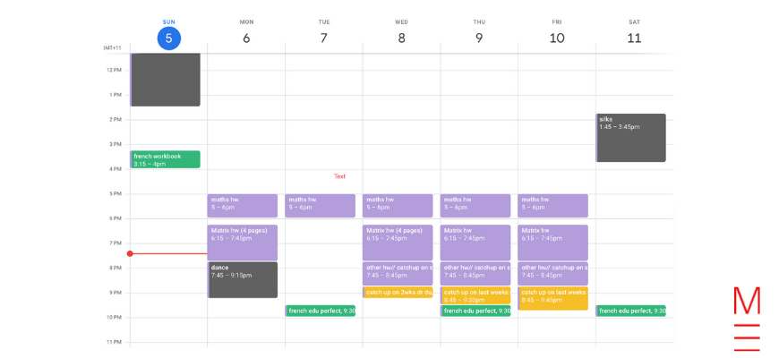 Megan’s High School Hacks How I Bought back Time With Extracurriculars And Hobbies colour coordinated timetable