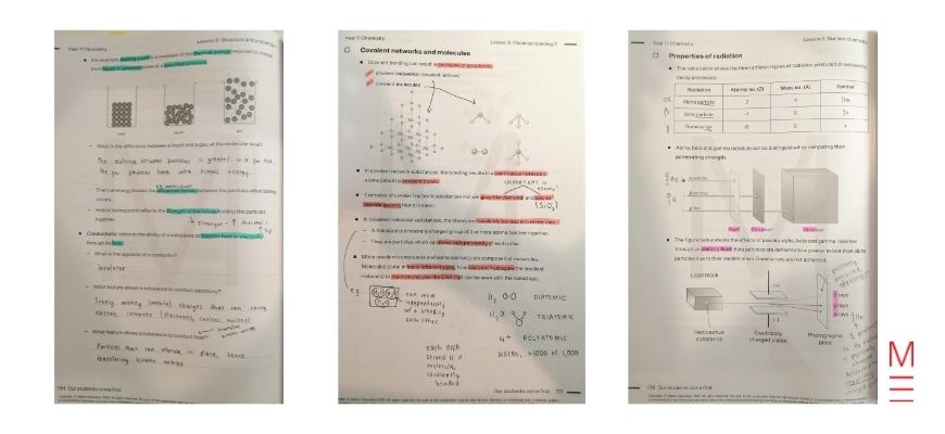 Hannah's chemistry notes managing multiple extracurricular commitments & successful study