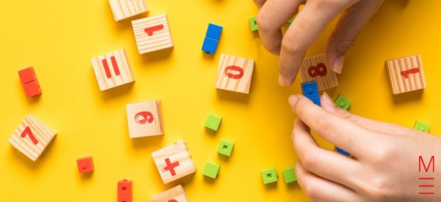 numbered blocks on yellow background