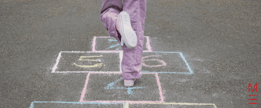 Year 5 student playing hopscotch