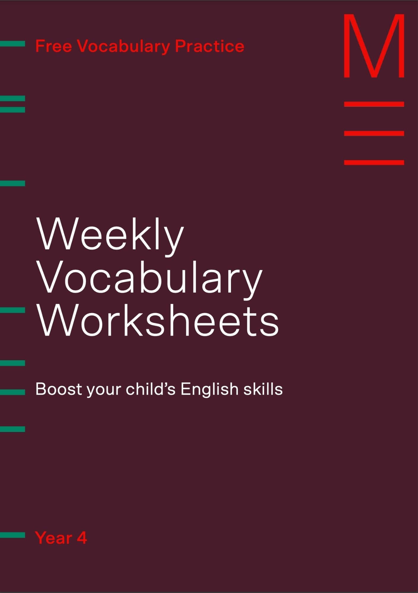 Year 4 vocabulary worksheets sample pages cover