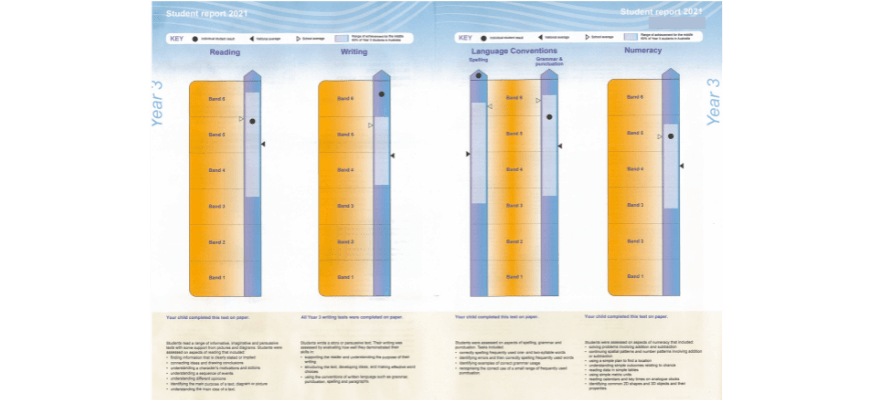 what does my childs naplan report mean Sample student NAPLAN report