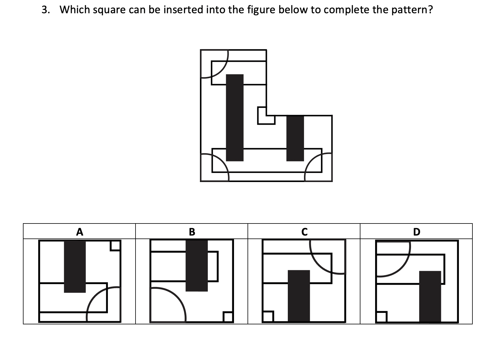 complete the pattern OC test thinking skills practice question