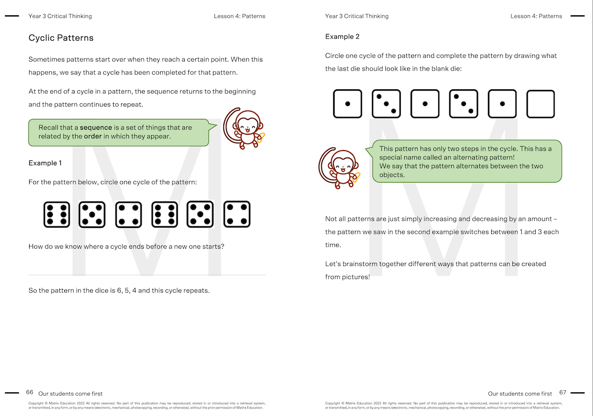 Y3 Critical Thinking Skills - Cyclic patterns