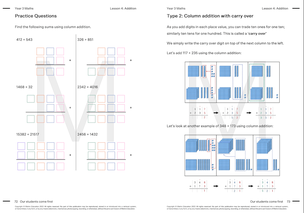 Y3 Maths Addition - Carry over