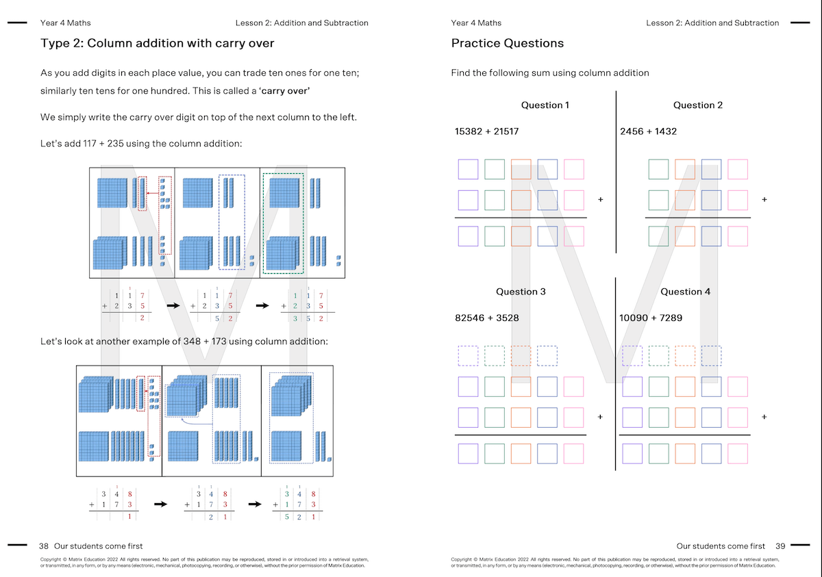 Y4 Maths Addition - Carry over