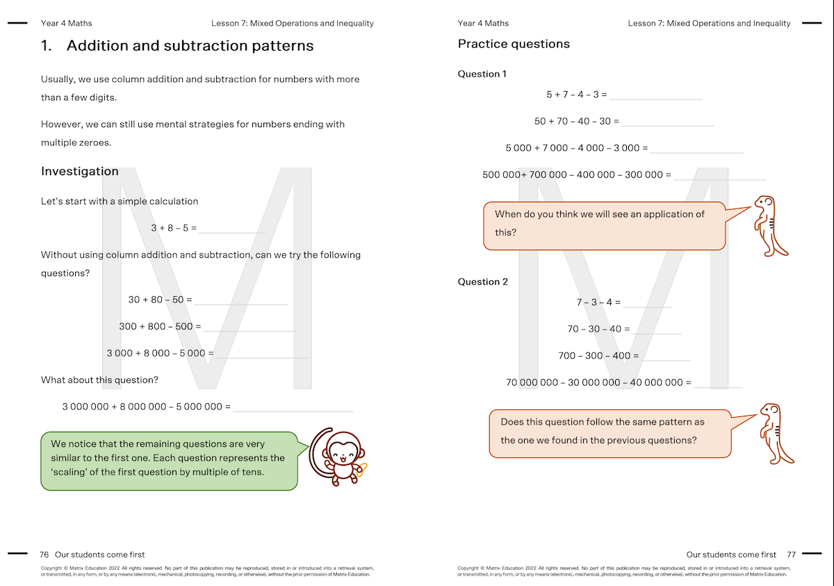 Y4 Maths Addition and subtraction - patterns