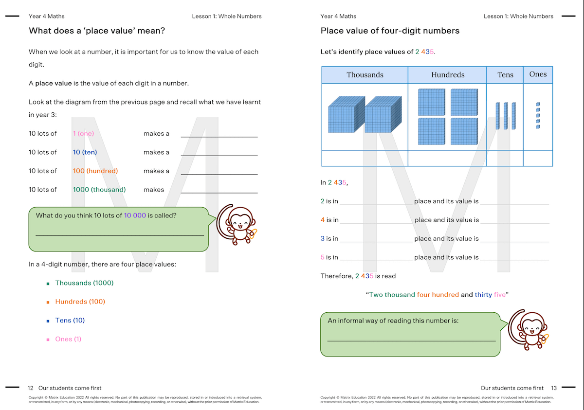 Y4 Maths Whole Numbers - Place value