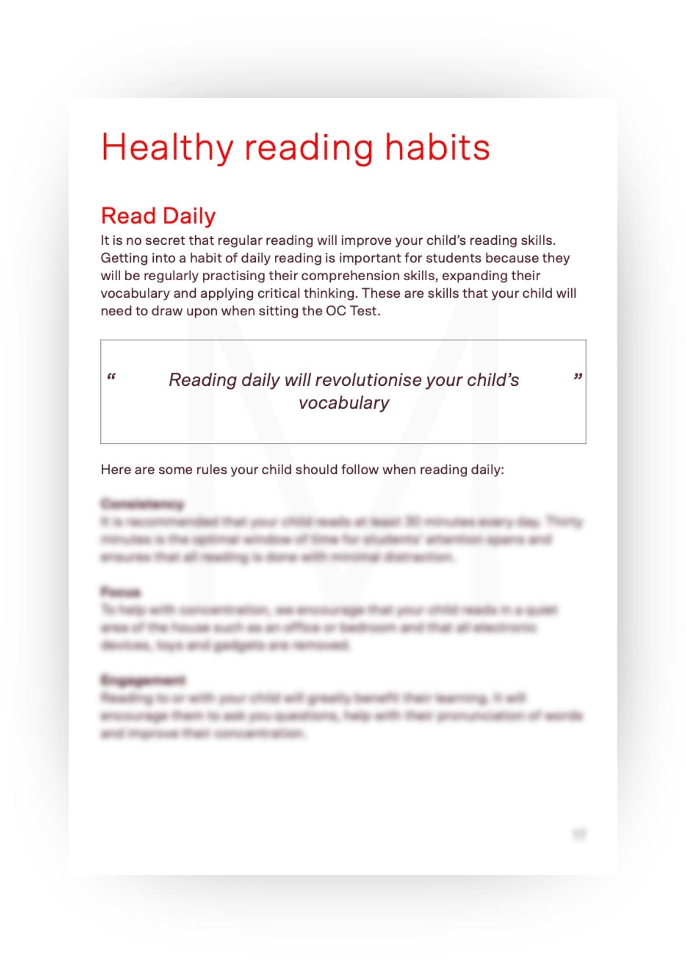 sample page of reading skills guide
