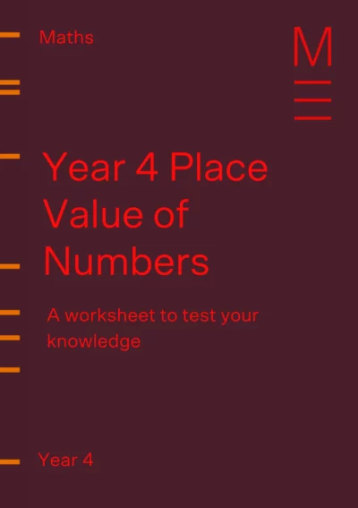 maroon book cover titled 'year 4 place value of numbers'