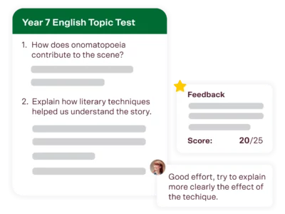 year 7 english tutoring topic test