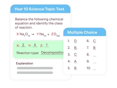 year 10 science tutoring topic test