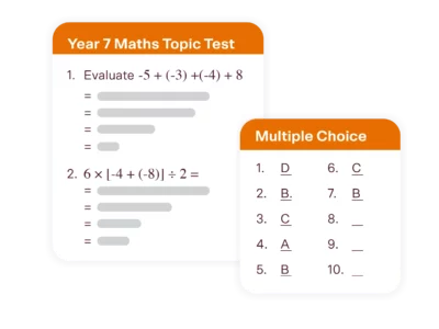 year 7 maths tutoring topic test