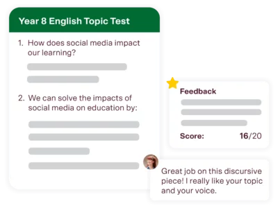 year 8 english tutoring topic test