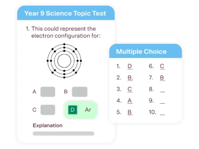 year 9 science tutoring topic test