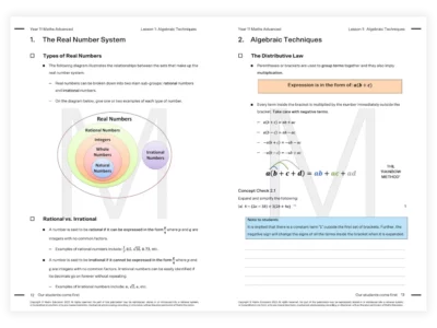 year 11 maths advanced tutoring resource