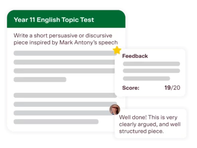 year 11 vce english tutor topic tests feedback