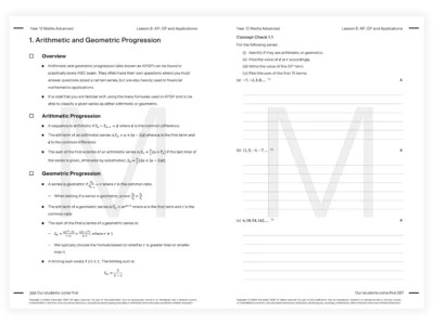 year 11 maths advanced tutoring resource