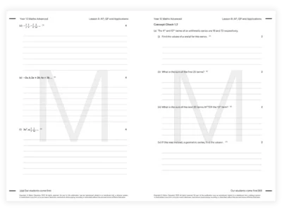 year 11 maths advanced tutoring resource