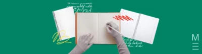 matrix education english student writing in a notebook and studying