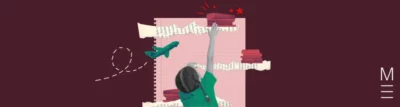 matrix education Child reaching for a stack of books on a notebook background with airplane and stars, symbolizing growth and potential.