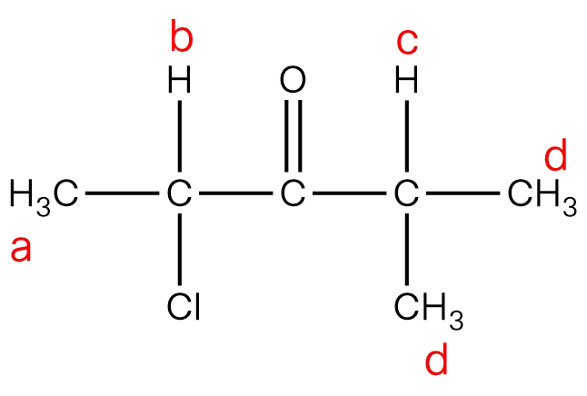 Structural diagram of an organic molecule with labeled atoms
