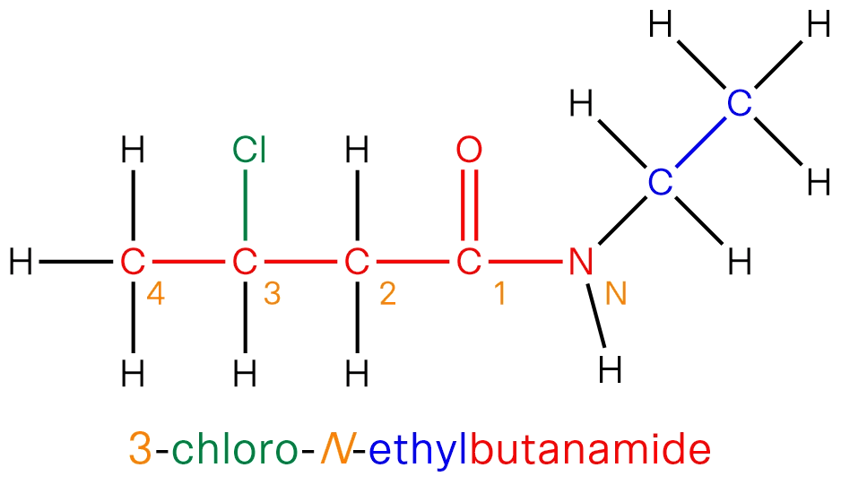 Structural formula of 3-chloro-N-ethylbutanamide