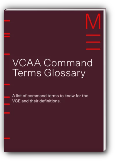 maroon book cover titled 'vcaa command terms glossary'