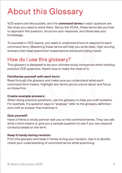 'About this glossary' page on what command terms are and how to use the glossary