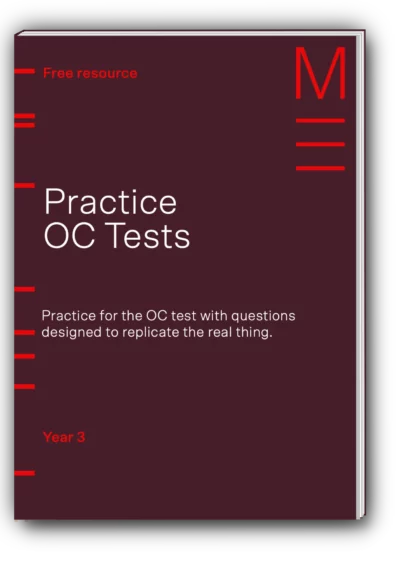 Maroon book cover titled 'Practice OC Tests'