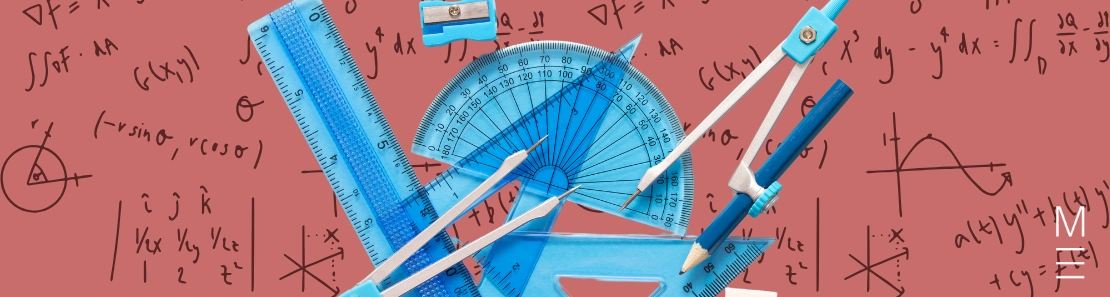 matrix education Blue maths tools with formulas in the background for 2024 HSC Maths Standard 2 exam solutions