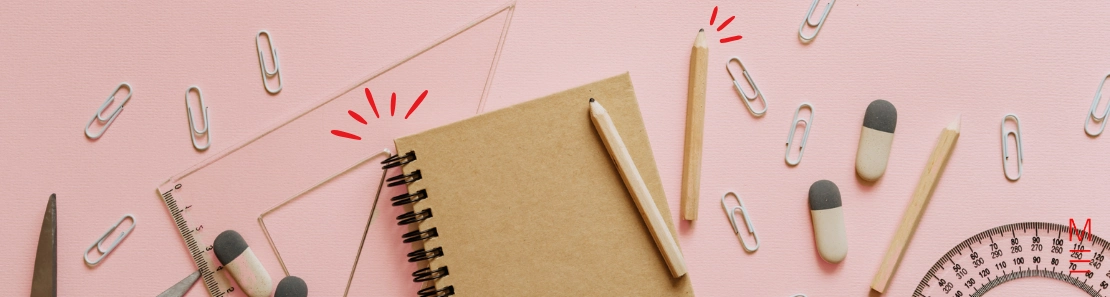 matrix education Notebook with pencils, erasers, ruler, and protractor, symbolising concepts from 2024 maths advanced exam
